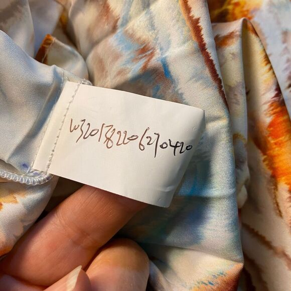 All Over Watercolor Print Pleated Midi Dress S - Picture 10 of 11